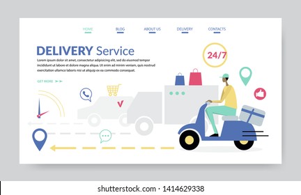 Delivery Service, creative website template, flat design vector illustration