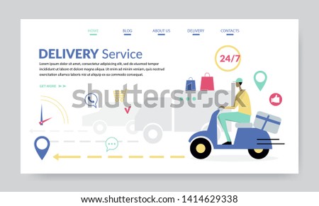 Delivery Service, creative website template, flat design vector illustration