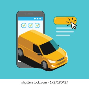 Delivery service. Delivering, moving, online application vector illustration