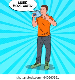Delivery Service. Deliveryman with Water Jug. Pop Art vector illustration