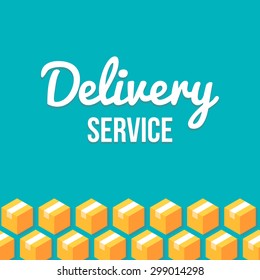 Delivery service design template with pattern of isometric parcels that can be tiled seamlessly to left and right to create optimal width.