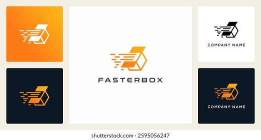 Delivery service faster box logo template