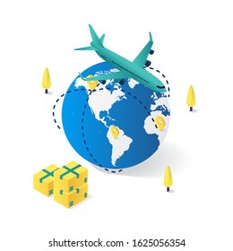 delivery service flat 3d isometric illustration. perfect for website landing page  or apps illustration.
