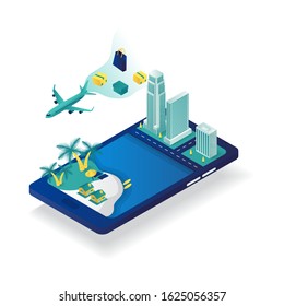 delivery service flat 3d isometric illustration. perfect for website landing page  or apps illustration.