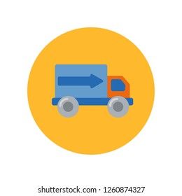 Delivery service flat icon isolated on yellow background. Simple sign symbol in flat style. Logistic transport Vector illustration for web and mobile design. 