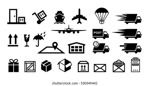 delivery service flat icons vector set