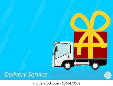 Delivery service. Flat vector with cartoon truck.