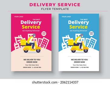 Lieferservice Flyer, Flieger für schnelle Lieferung, wir liefern Kurierflieger, Postman Courier Man Flyer