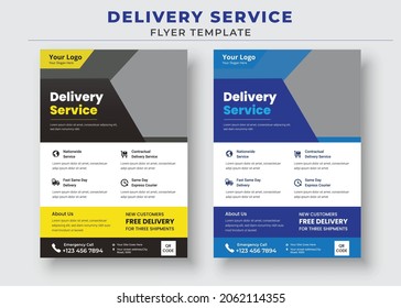 Delivery Service Flyer, Fast Delivery Flyer, We deliver Courier Flyer, Postman Courier Man flyer