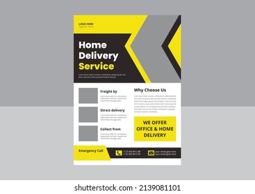 Delivery Service Flyer, Fast Delivery Flyer, We Deliver Courier Flyer, Grocery Delivery Flyer Poster Leaflet Design