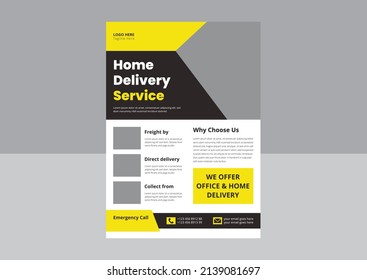 Delivery Service Flyer, Fast Delivery Flyer, We deliver Courier Flyer, Grocery Delivery flyer poster leaflet design.