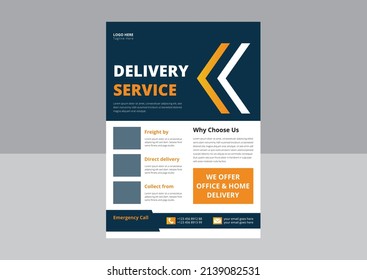 Delivery Service Flyer, Fast Delivery Flyer, We deliver Courier Flyer, Grocery Delivery flyer poster leaflet design.