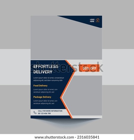 Delivery Service Flyer, Fast Delivery Flyer, We deliver Courier Flyer, Postman Courier Man flyer