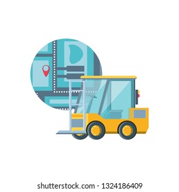delivery service forklift with map guide