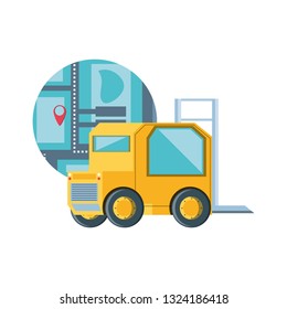 delivery service forklift with map guide