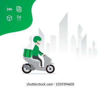 Delivery service, Grab food, transportation, Mobile app, Fast delivery concept