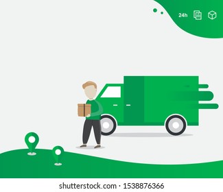 Delivery service, Grab, Van parcel to customer, Delivery location according to the order, GPS, Parcel express