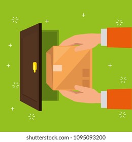 delivery service hand with box lifting
