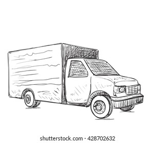 Delivery Service. Hand Drawn Truck.