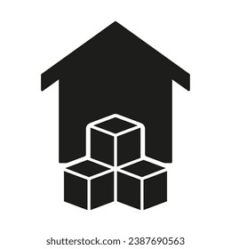 Delivery Service to Home Silhouette Icon. Safe Shipping Package To House Glyph Pictogram. Parcel Shipping To Door Solid Sign. Free Address Delivery Order Symbol. Isolated Vector Illustration.
