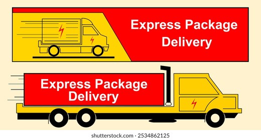 Delivery service icon banner concept vector design. Delivery service cargo icon truck concept banner promotion vector design. 