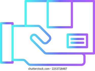 Icono de servicio de entrega con estilo de contorno de degradado azul. Símbolo de signo de envío. Relacionado con el seguimiento de pedidos, el hogar de entrega, el almacén, el camión, el scooter, el correo y los iconos de carga. Ilustración del vector