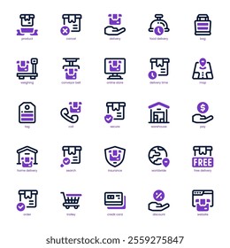 Delivery Service icon pack for your website, mobile, presentation, and logo design. Delivery Service icon dual tone design. Vector graphics illustration and editable stroke.