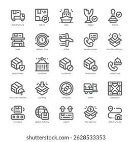 Delivery Service Icon pack for your website, mobile, presentation, and logo design. Delivery Service Icon outline design. Vector graphics illustration and editable stroke.