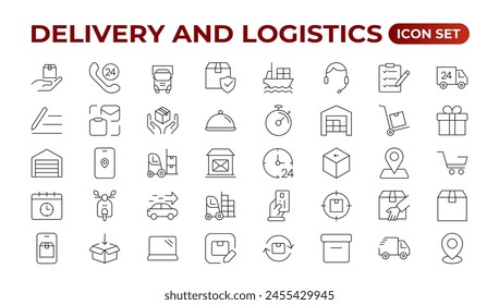 Delivery service icon set. Containing order tracking, delivery home, courier and cargo icons. Shipping Solid iconcollection. logistics web in line style. Courier, shipping, express delivery icon.