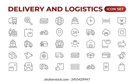 Delivery service icon set. Containing order tracking, delivery home, courier and cargo icons. Shipping Solid iconcollection. logistics web in line style. Courier, shipping, express delivery icon.