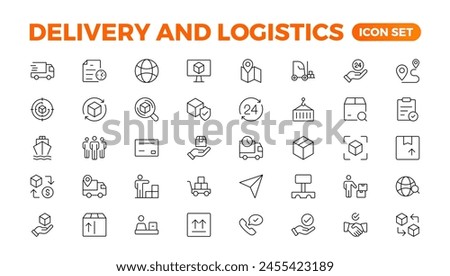 Delivery service icon set. Containing order tracking, delivery home, courier and cargo icons. Shipping Solid iconcollection. logistics web in line style. Courier, shipping, express delivery icon.