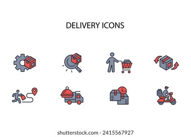Delivery service icon set.vector.Editable stroke.linear style sign for use web design,logo.Symbol illustration.