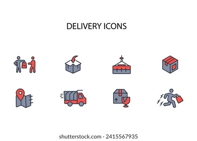 Delivery service icon set.vector.Editable stroke.linear style sign for use web design,logo.Symbol illustration.