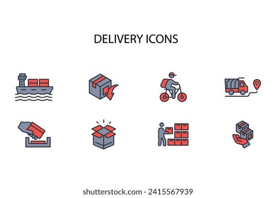 Icono de servicio de entrega set.vector.Acto editable.Signo de estilo lineal para usar diseño web,logotipo.Ilustración de símbolo.