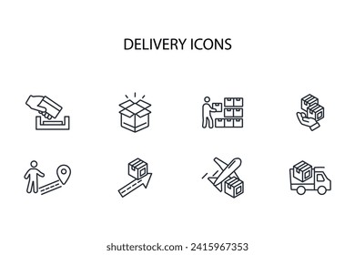 Delivery service icon set.vector.Editable stroke.linear style sign for use web design,logo.Symbol illustration.