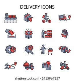 Delivery service icon set.vector.Editable stroke.linear style sign for use web design,logo.Symbol illustration.