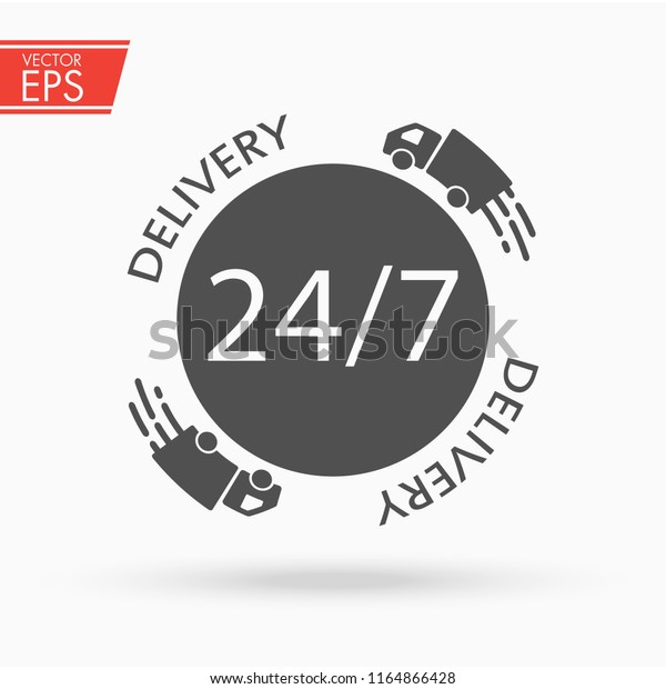 Delivery\
service icon. Transport illustration. Shipping symbol.\
Transportation cargo emblem. Deliver sign. Express post sticker.\
Moving auto concept. Speed deliver vector\
image.