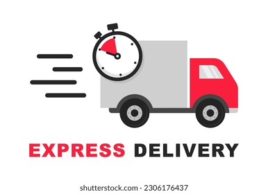 Delivery service icon. Delivery truck with timer. Express delivery. Fast shipping. Vector illustration.