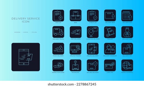 Delivery service icons set with black filled outline style. Shipping logistics symbol sign. Simple vector illustration. Related to package, fee, fast courier