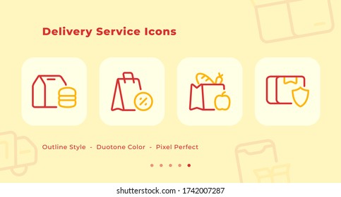 Delivery Service Icons set with outline style duo tone color modern flat design with packaging box vector illustration