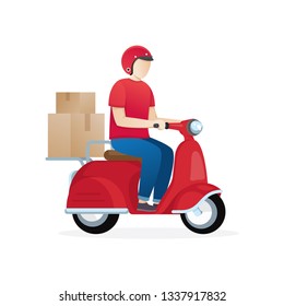 Delivery Man Vector Flat Design Stock Vector (Royalty Free) 370028294 ...