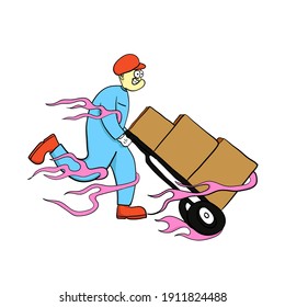 delivery service illustration with flame 