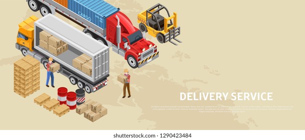 Delivery service isometric style vector illustration