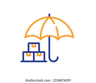 Delivery service line icon. Package insurance sign. Tracking parcel symbol. Colorful thin line outline concept. Linear style delivery service icon. Editable stroke. Vector