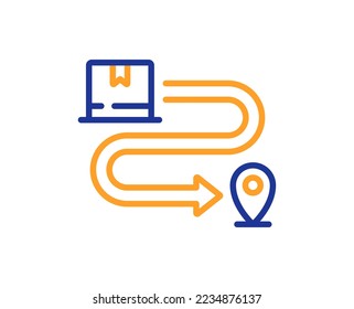 Delivery service line icon. Package location sign. Tracking parcel symbol. Colorful thin line outline concept. Linear style delivery service icon. Editable stroke. Vector