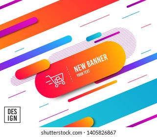 Delivery Service line icon. Shopping cart sign. Express Online buying. Supermarket basket symbol. Diagonal abstract banner. Linear shopping cart icon. Geometric line shapes. Vector