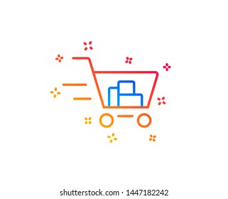 Delivery Service line icon. Shopping cart sign. Express Online buying. Supermarket basket symbol. Gradient design elements. Linear shopping cart icon. Random shapes. Vector