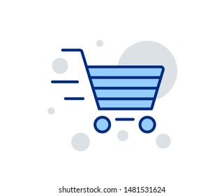 Delivery Service line icon. Shopping cart sign. Express Online buying. Supermarket basket symbol. Linear design sign. Colorful delivery shopping icon. Vector