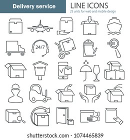 Delivery service line icons set for web and mobile design