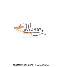 Delivery service log, with lineart gift box and lettering composition